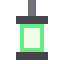 A hanging lantern, green flame